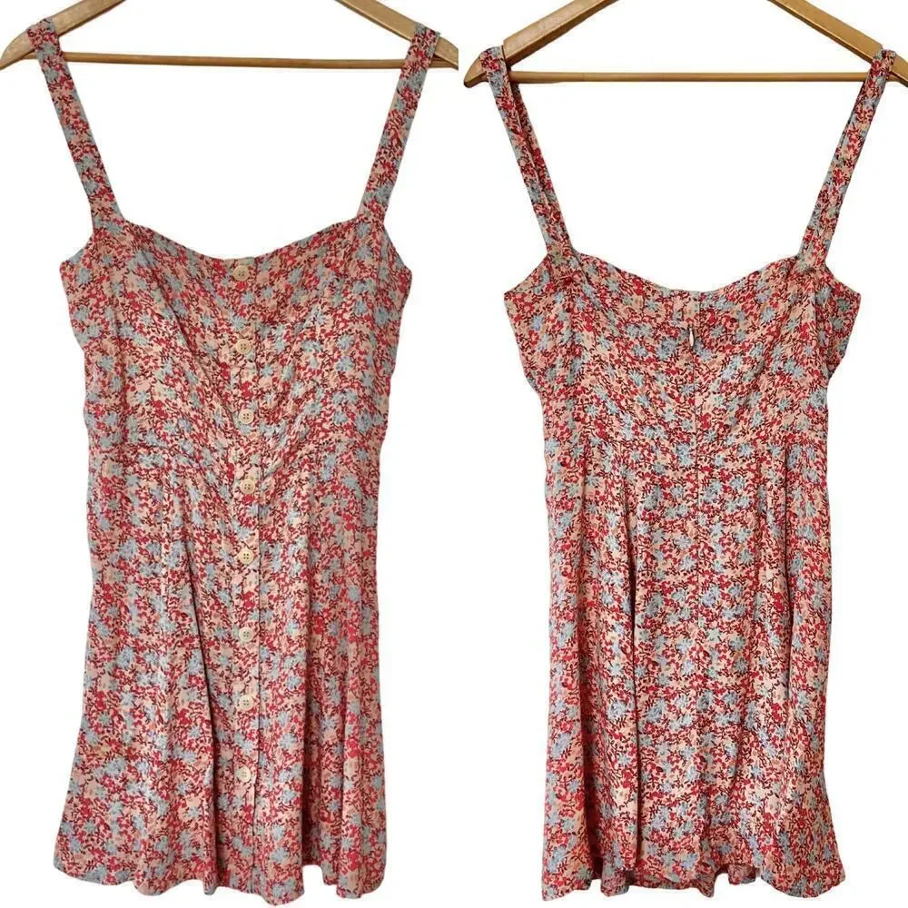 Reformation Jessa Floral Mini Dress Size 2 Pink Dulce Sweetheart‎ Neckline